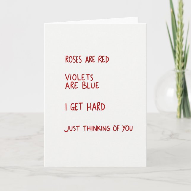 Tarjeta Rude Roses Are Red Thinking Of You Card (Anverso)