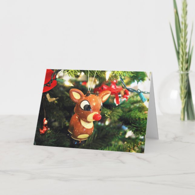 Tarjeta Rudolph los Navidades de renos de nariz roja salud (Anverso)