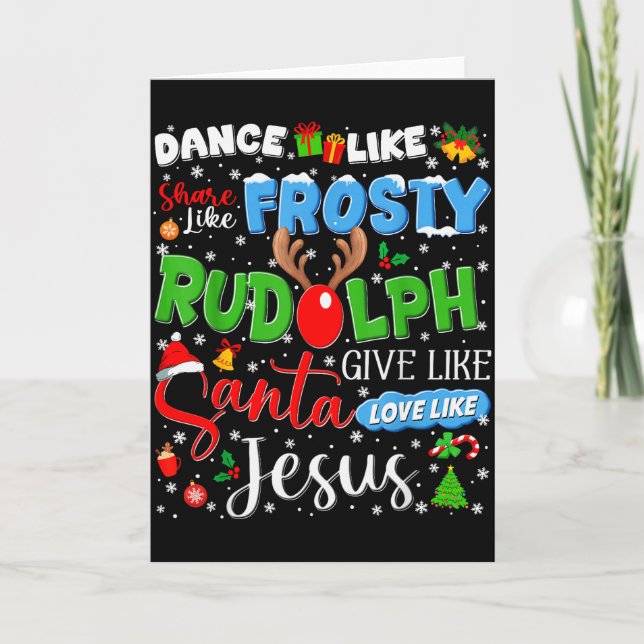 Tarjeta Rudolph Santa Jesus Love Like Christmas Xmas Men W (Anverso)