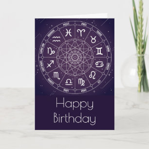 Tarjeta Rueda de Astrología Púrpura