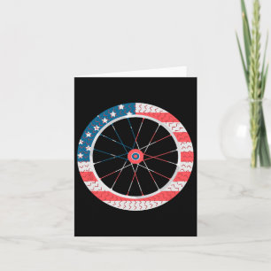 Tarjeta Rueda de bicicleta de la bandera de EE. UU. Día de