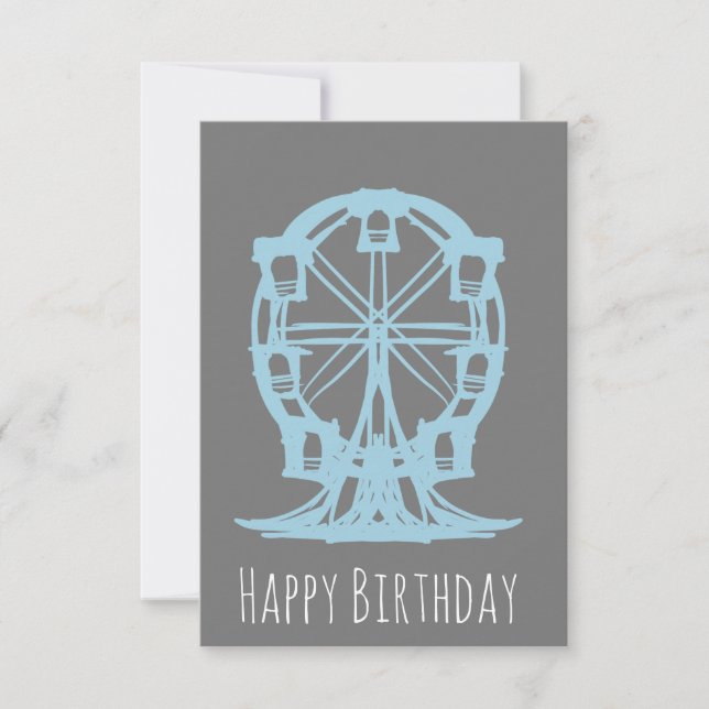 Tarjeta Rueda De Chicago Dibujada A Mano Cumpleaños (Anverso)