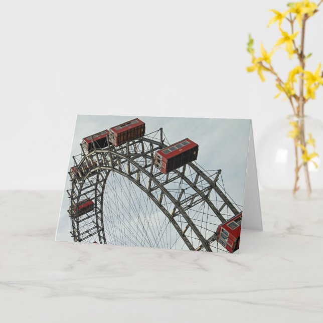 Tarjeta Rueda de Prater, Viena, Austria (flor amarilla)