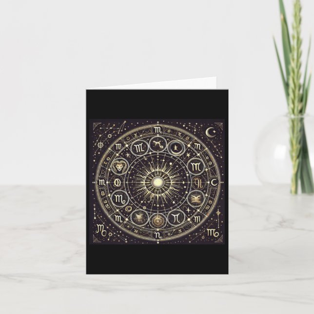 Tarjeta Rueda de Zodiac celeste - Editio de plata dorada c (Anverso)