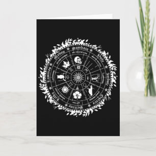 Tarjeta Rueda Pagana Del Año Bruja Wicca Feliz Ostara