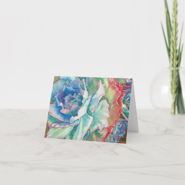 Tarjeta Ruffled Echeveria Watercolor by DLB Card (Anverso)