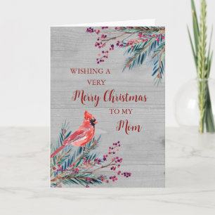 Tarjeta Ruido Wood Watercolor Mamá Feliz Navidad