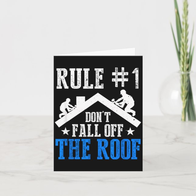 Tarjeta Rule Number One Don't Fall Off The Roof Roofing Co (Anverso)