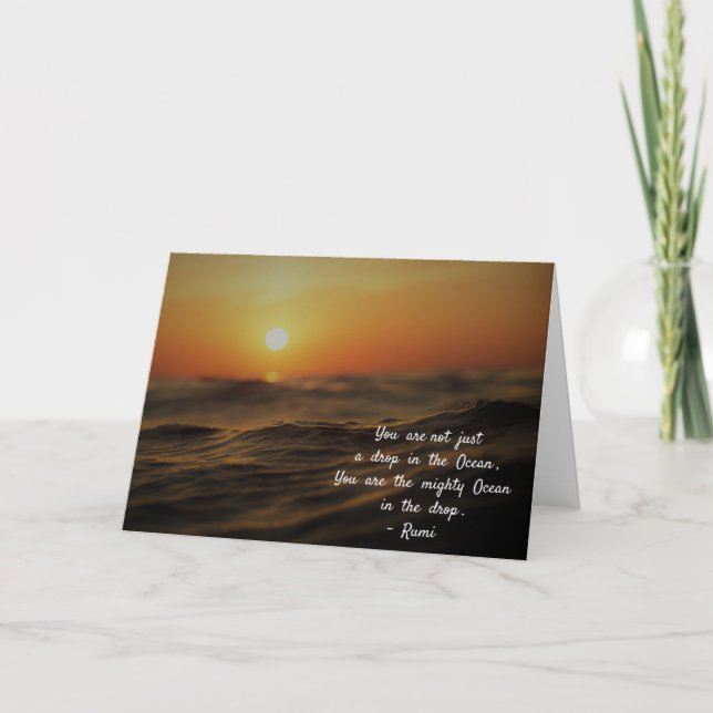 Tarjeta Rumi cita sobre la vida. No eres solo una gota... (Anverso)