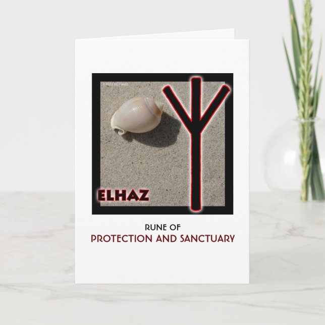 Tarjeta Rune Elhaz - Protección y Santuario - Shell (Anverso)