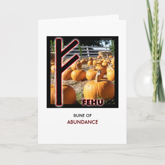 Tarjeta Rune Fehu - Abundance - Calabazas (Anverso)