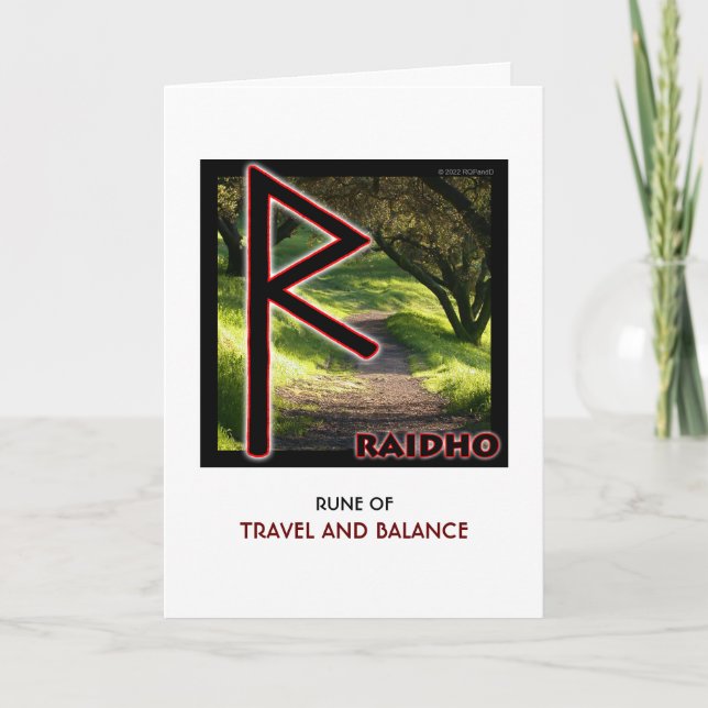 Tarjeta Rune Raidho - Viajes y equilibrio (Anverso)