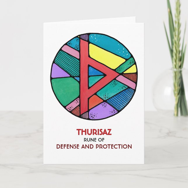 Tarjeta Rune Thurisaz - Defensa y protección - Art Nouveau (Anverso)