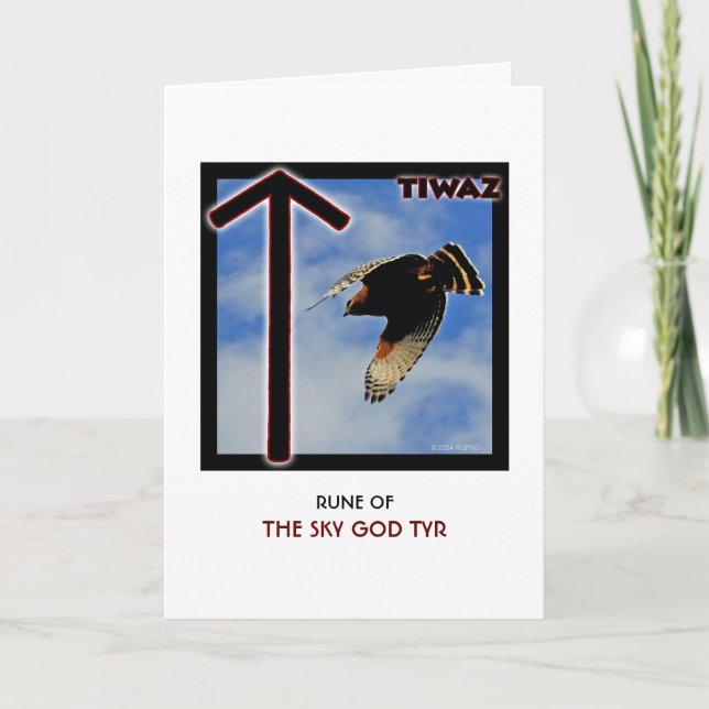 Tarjeta Rune Tiwaz - Sky God Tyr - Hawk (Anverso)