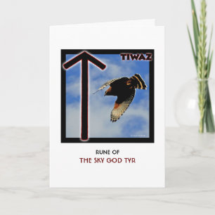 Tarjeta Rune Tiwaz - Sky God Tyr - Hawk