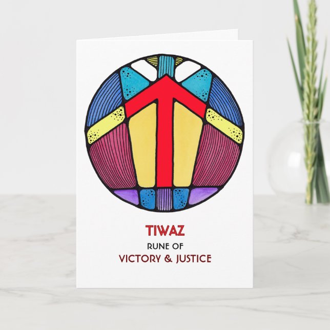 Tarjeta Rune Tiwaz - Victoria y justicia - Art Nouveau (Anverso)