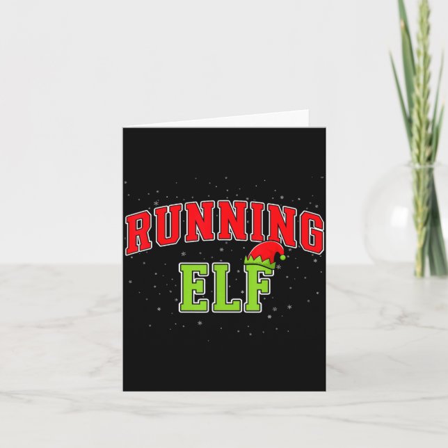 Tarjeta Running Elf Christmas Family Matching Group Xmas R (Anverso)