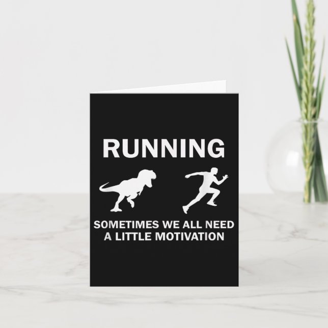 Tarjeta Running Motivation Raptor Chase Funny Dinosaur  (Anverso)