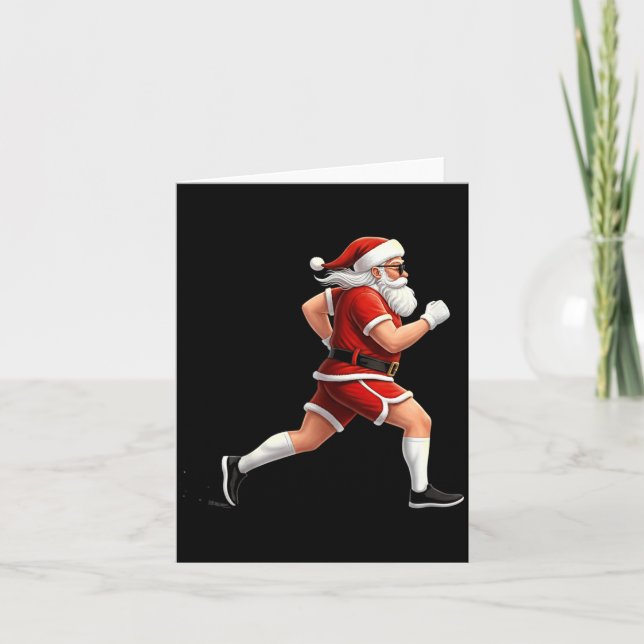 Tarjeta Running Santa Christmas Graphic Runner Run Maratho (Anverso)