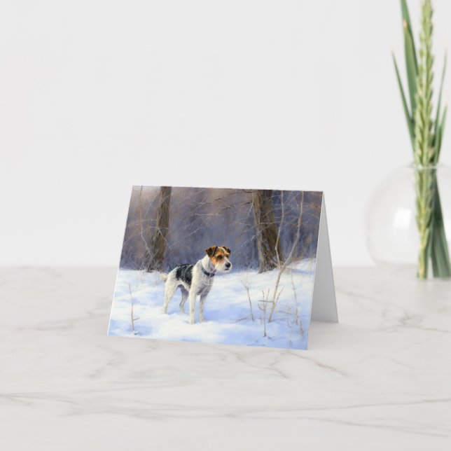 Tarjeta Russell Terrier Deja que nieve Navidad (Anverso)