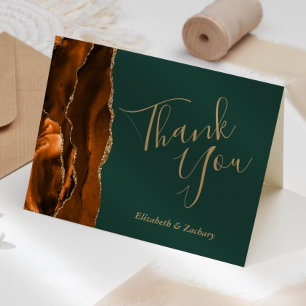 Tarjeta Rust Ágata Oro Verde Esmeralda Boda Agradecimiento