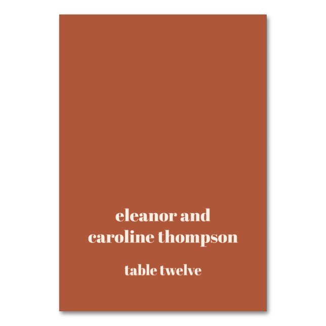 Tarjeta Rust Fall Retro Custom Wedding Place Card (Anverso)