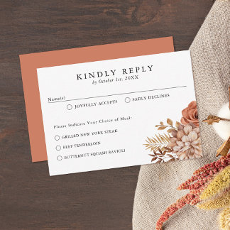 Tarjeta Rust Terracotta Fall Floral RSVP