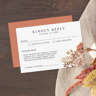 Tarjeta Rust Terracotta Fall Floral RSVP