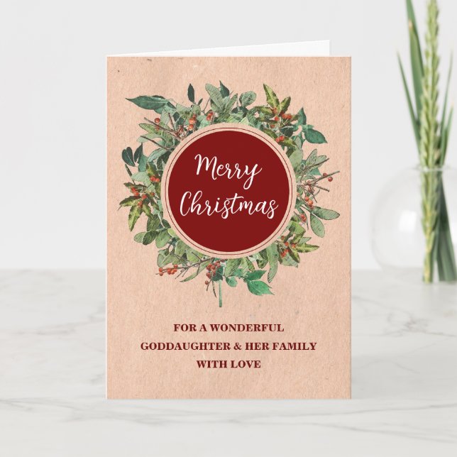 Tarjeta Rusth Wreath Godgirl y la Feliz Navidad de la Fami (Anverso)