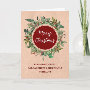 Tarjeta Rusth Wreath Godgirl y la Feliz Navidad de la Fami