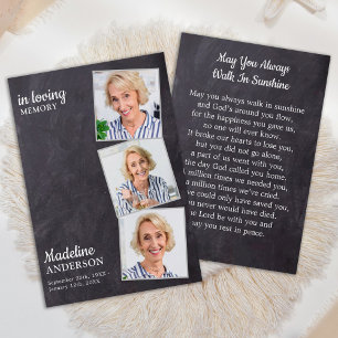 Tarjeta Rustic 3 Photo Memorial Funeral