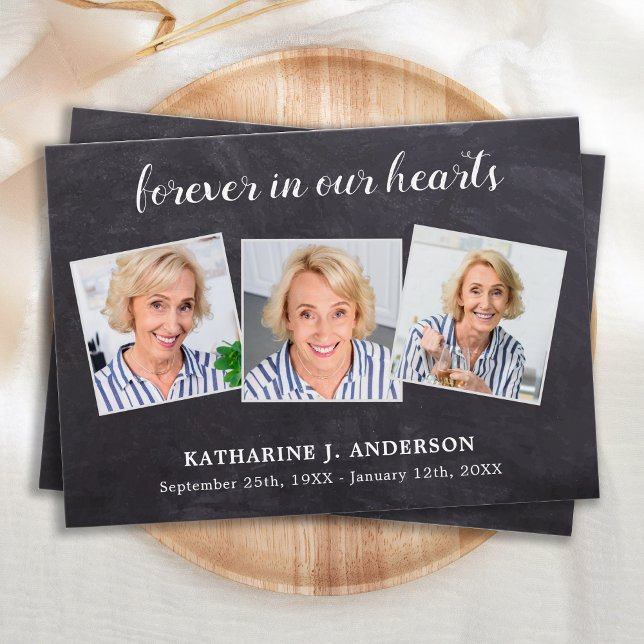 Tarjeta Rustic 3 Photo Memorial Funeral (Subido por el creador)