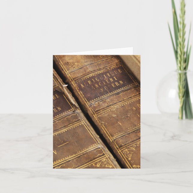 Tarjeta Rustic Antique Books Blank Notecards (Anverso)