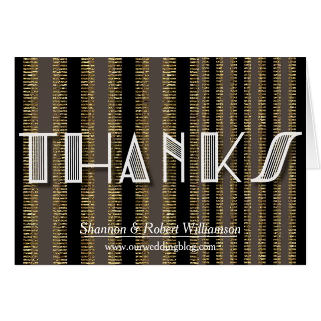 Tarjeta Rustic Art Deco Black Gold de agradecimien (Anverso (Horizontal))