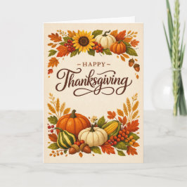 Tarjeta Rustic Autumn Harvest Happy Thanksgiving
