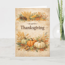 Tarjeta Rustic Autumn Harvest Happy Thanksgiving