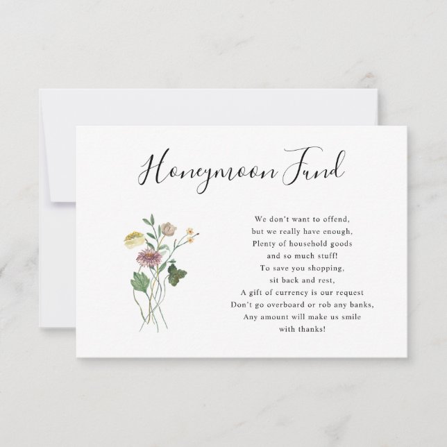 Tarjeta Rustic Autumn Wildflower Honeymoon Fund (Anverso)