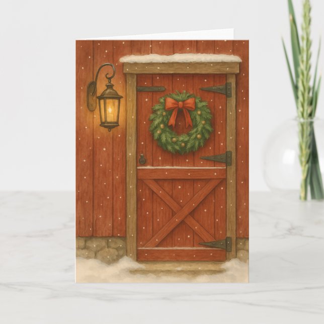 Tarjeta Rustic Barn Door Navidades (Anverso)