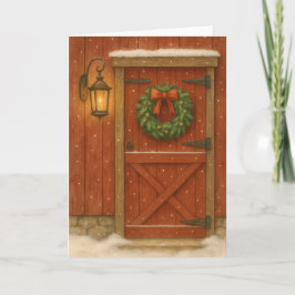 Tarjeta Rustic Barn Door Navidades