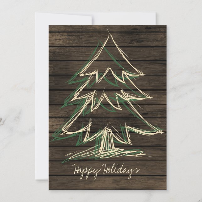 Tarjeta Rustic Barnwood Pine Tree (Anverso)
