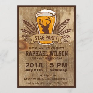 Tarjeta Rustic Beer & Stag Bacheler Party