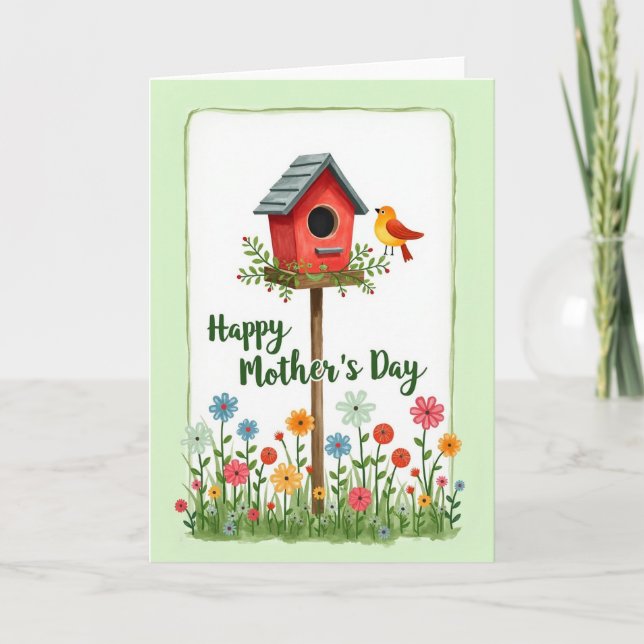 Tarjeta Rustic Birdhouse Mothers Day Card (Anverso)