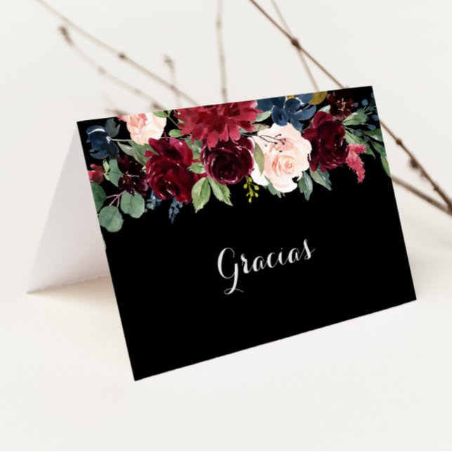 Tarjeta Rustic Black Botanical Boda plegado Gracia (Subido por el creador)