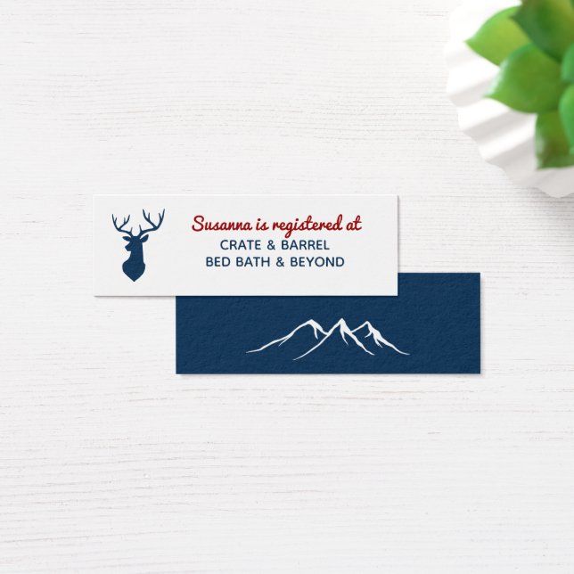 Tarjeta Rustic Blue Red Deer Mountain Bridal Regis (Escritorio)