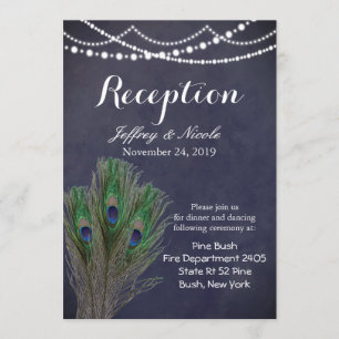 Tarjeta Rustic Blue Verde azulado Feather Peacock 