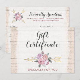 Tarjeta Rustic Bohemian Floral Arrow Gift
