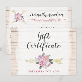 Tarjeta Rustic Bohemian Floral Arrow Gift