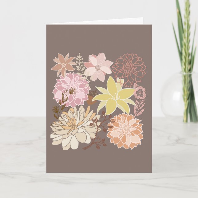 Tarjeta Rustic Boho Asphalt Floral Pattern  (Anverso)