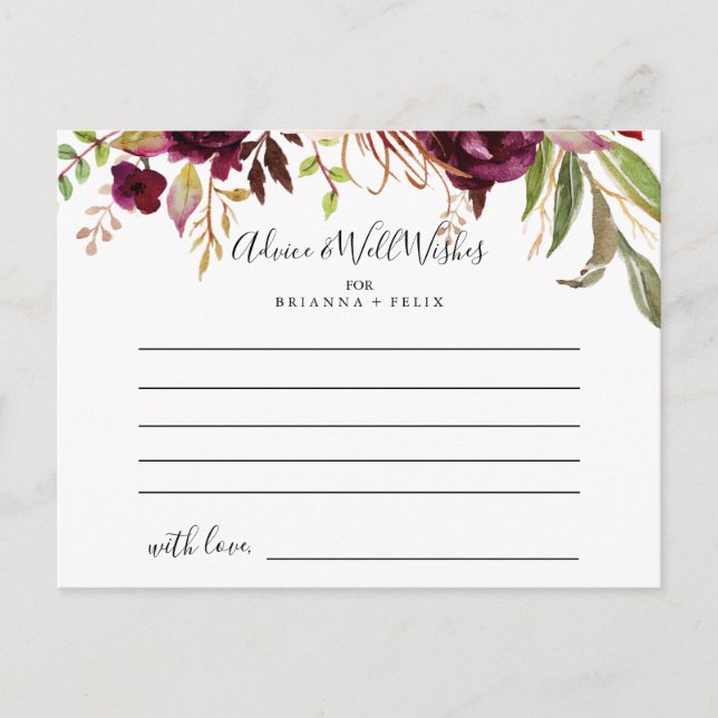 Tarjeta Rustic Boho Colorful Floral Boda (Anverso)