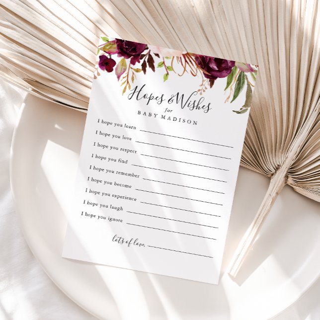 Tarjeta Rustic Boho Floral Baby Shower Hopes & Wie (Subido por el creador)